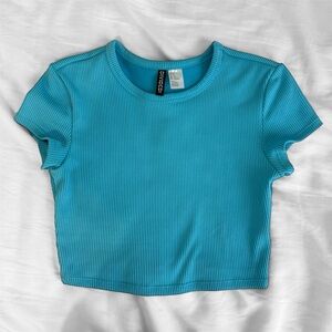 Blue ribbed crop top size small